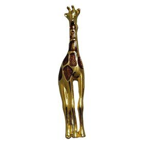 Liz Claiborne Vintage Giraffe Brooch Pin Signed LC Gold Tone Brown Enamel Safari